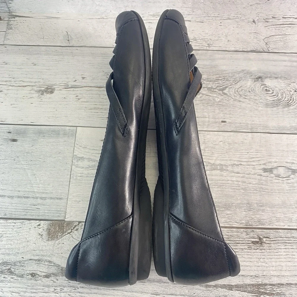 Clarks Gracelin Gemma Shoes Womens 9.5 Wide Black Leather Comfort Classic Flats